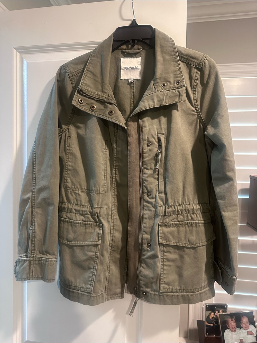 Madewell Olive Green Utility Jacket with Drawcord Waist